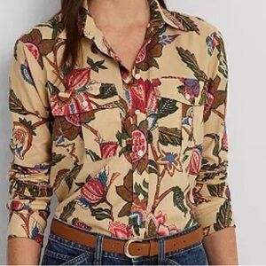 Ralph Lauren -Floral Button-Front Shirt in Beige